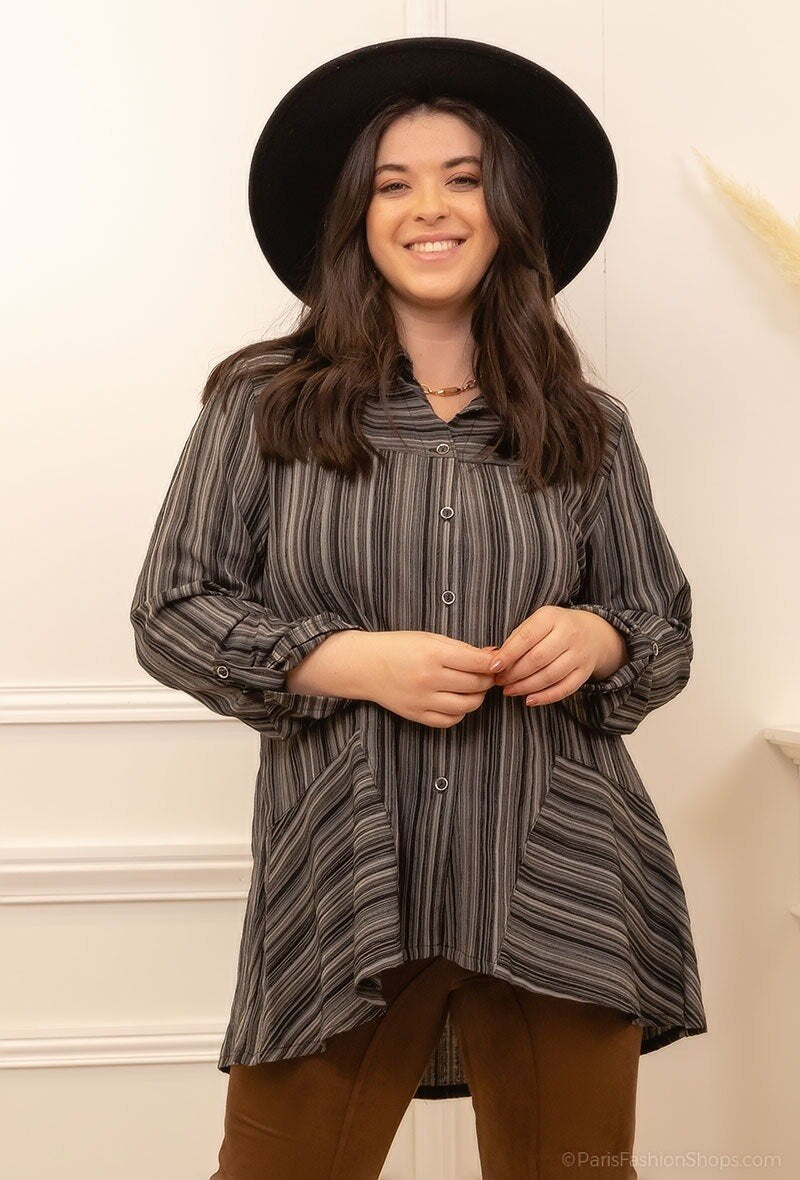 Striped shirt i Stor Storlek