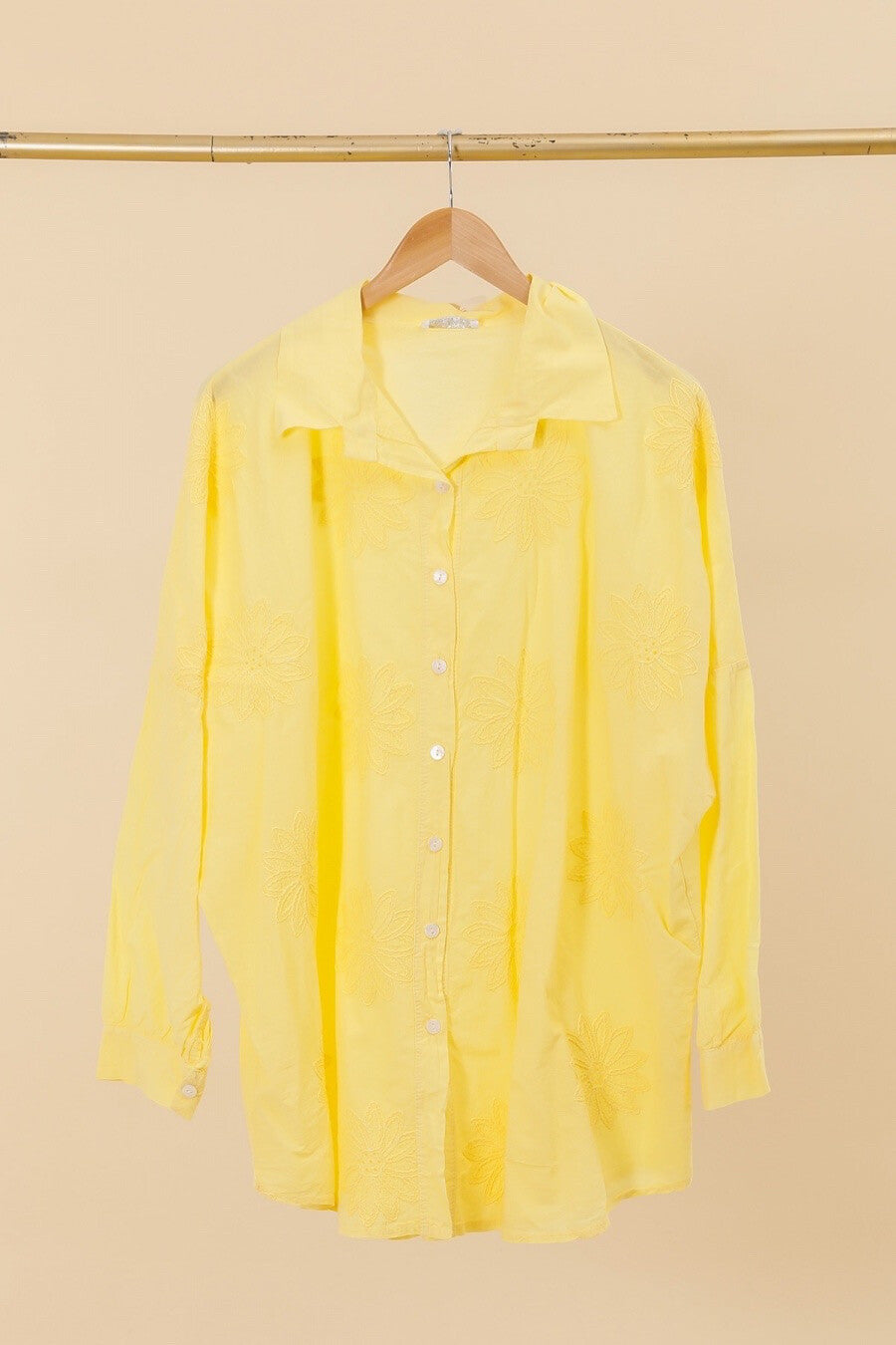 Plus Size Cotton blouse/shirt with english flower embroidery