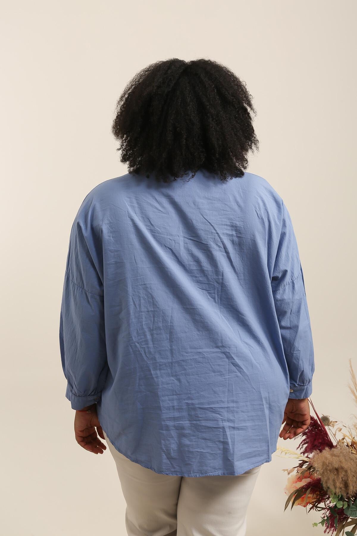 Plus Size Blus med Engelsk Blomsterbroderi