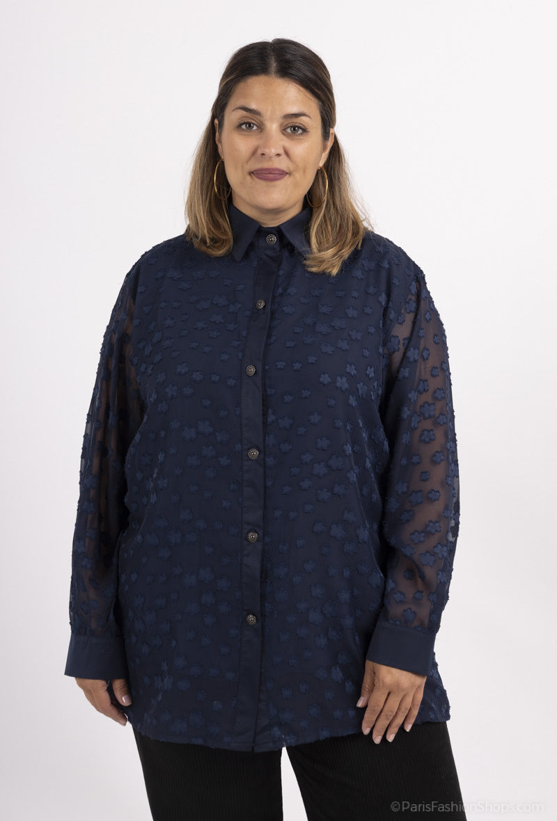 Plus Size Knappade Voile Skjortor