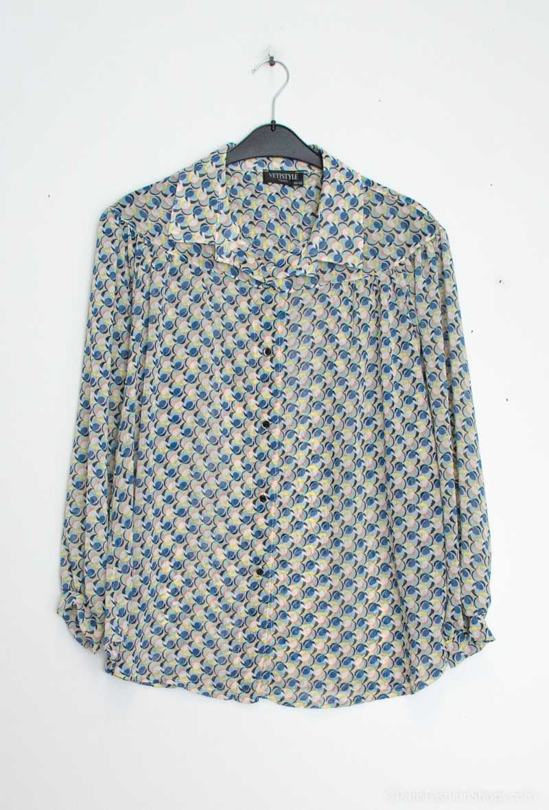 Printed voile shirts with lurex i Stor Storlek