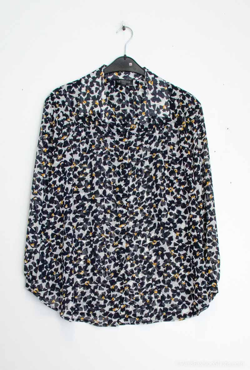 Plus Size Printed voile shirts with lurex
