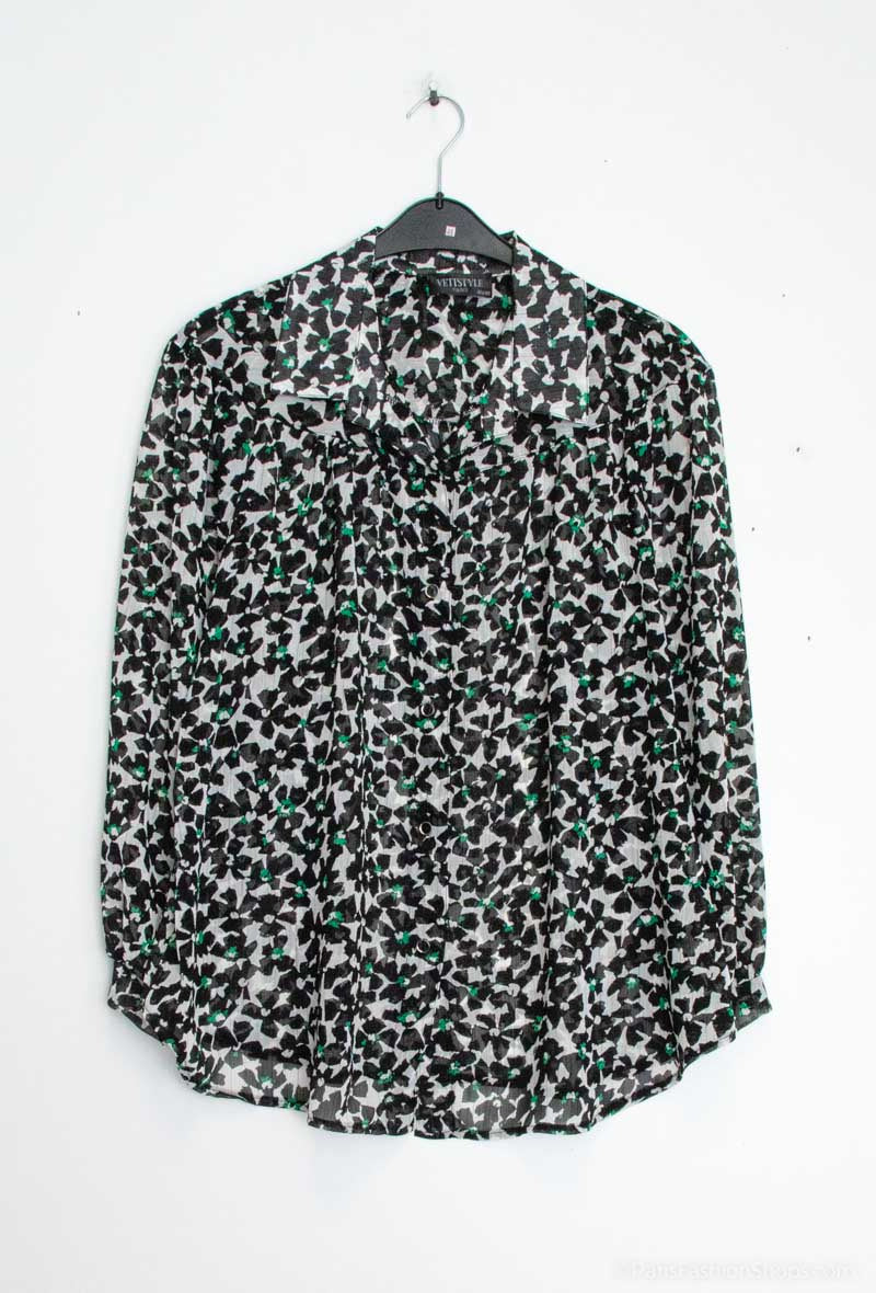 Plus Size Printed Voile Shirts with Lurex