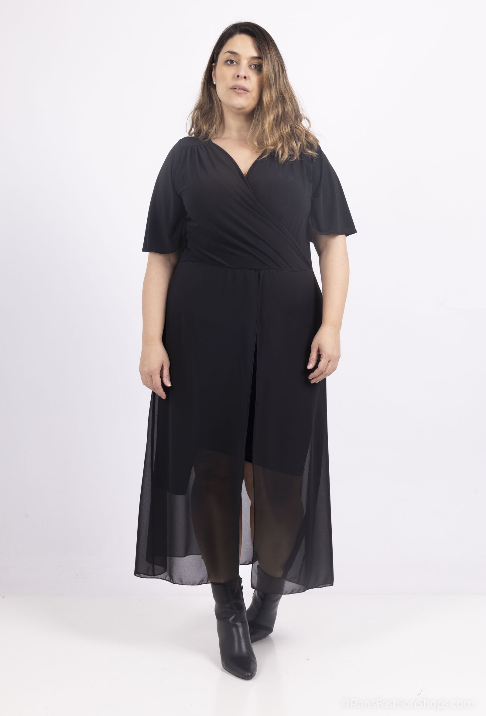 Plus Size Casual Wrap Jumpsuit med Kort Ärmar