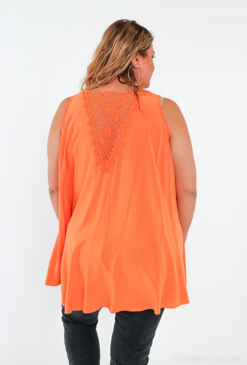 Plus Size Tank top with lace back butterfly pattern