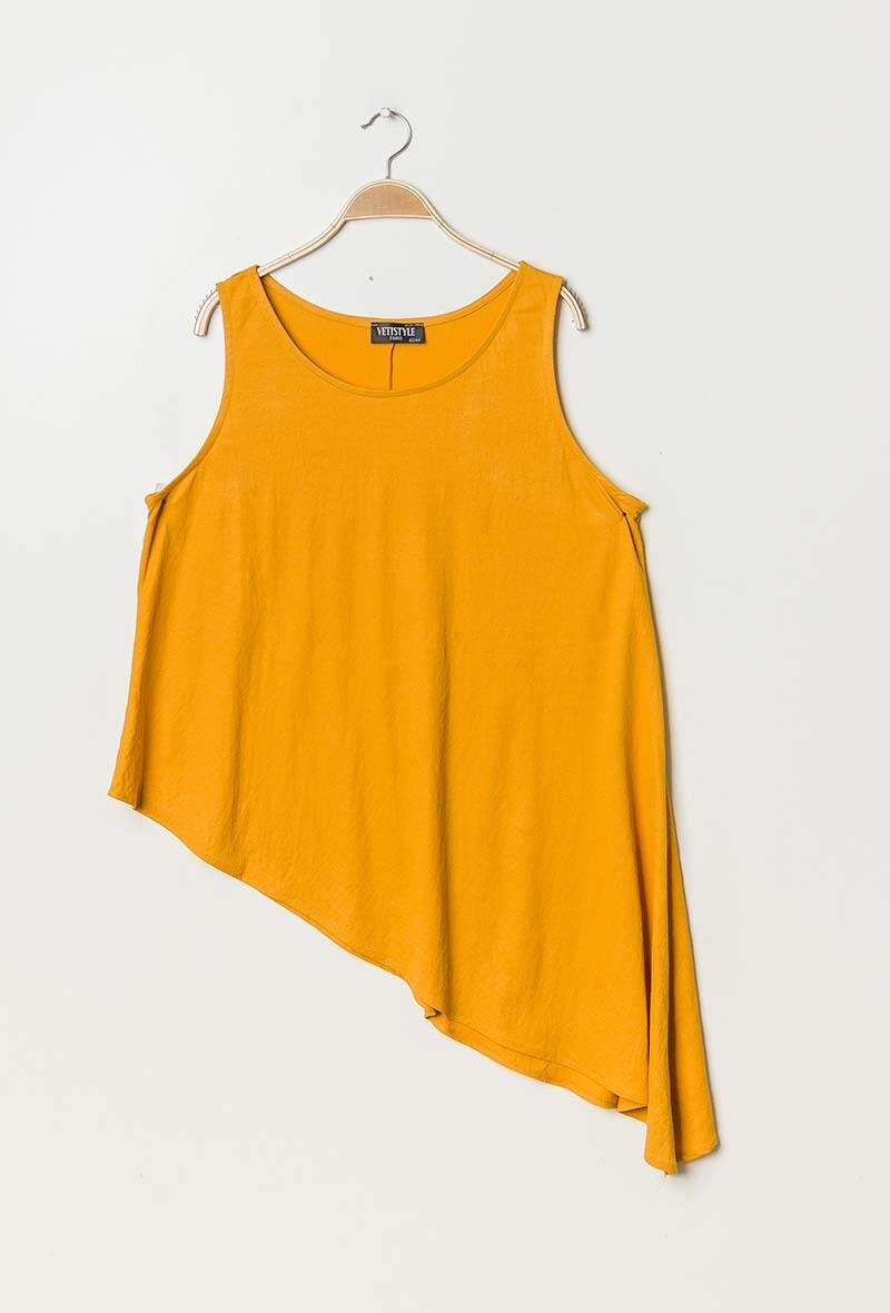 Tank Top med Asymmetrisk Nederkant i Stor Storlek