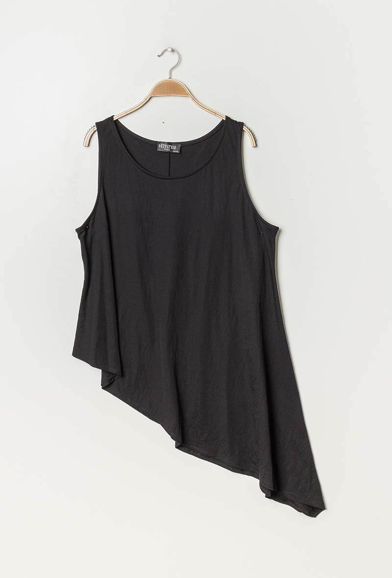Tank Top med Asymmetrisk Nederkant i Stor Storlek