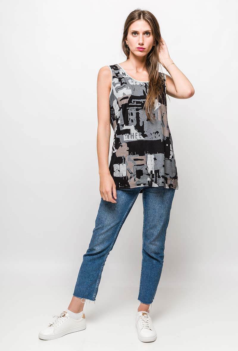 Printed Top i Stor Storlek