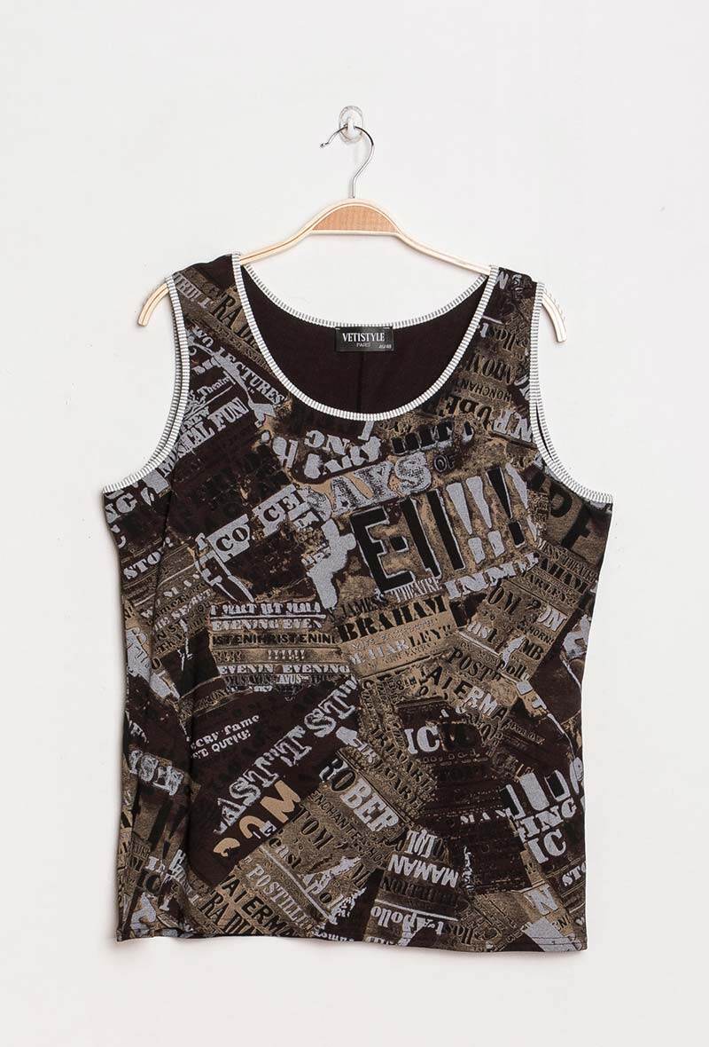 Printed top i Stor Storlek