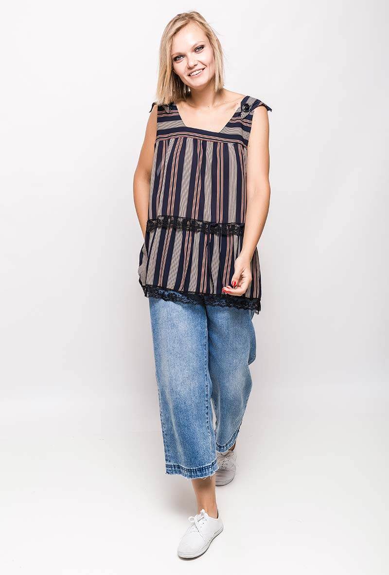 Randig topp i Stor Storlek