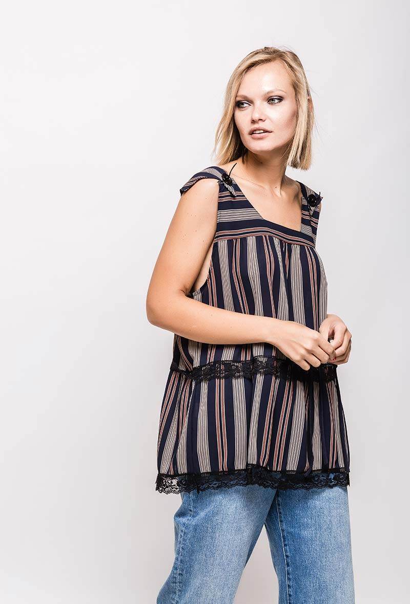 Randig topp i Stor Storlek