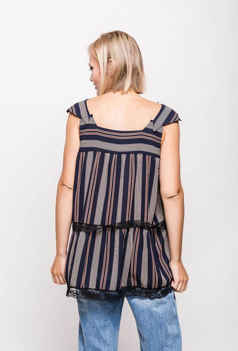 Randig topp i Stor Storlek