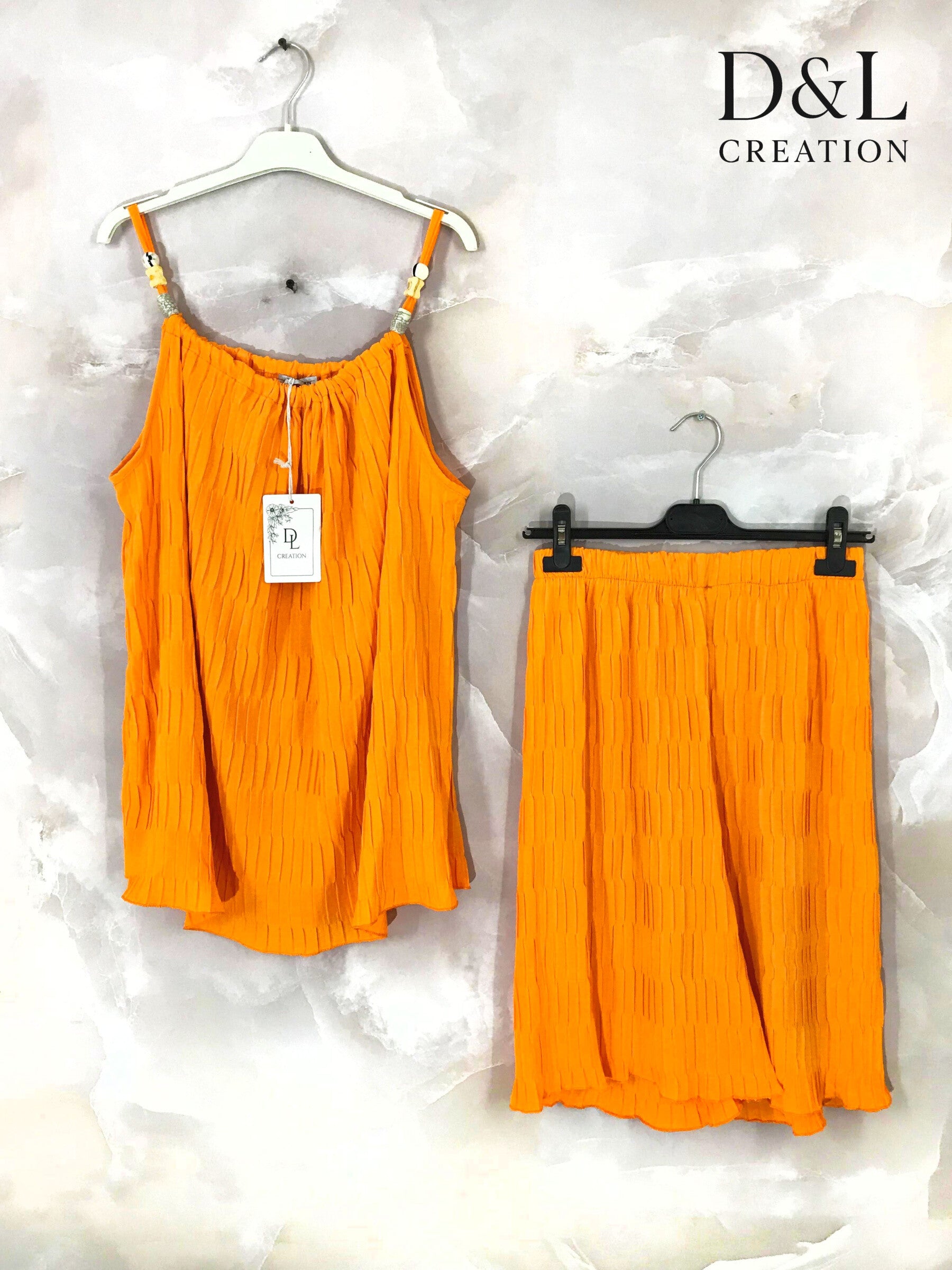 Plus Size Set tank top pleated irregular shorts size 38 to 50