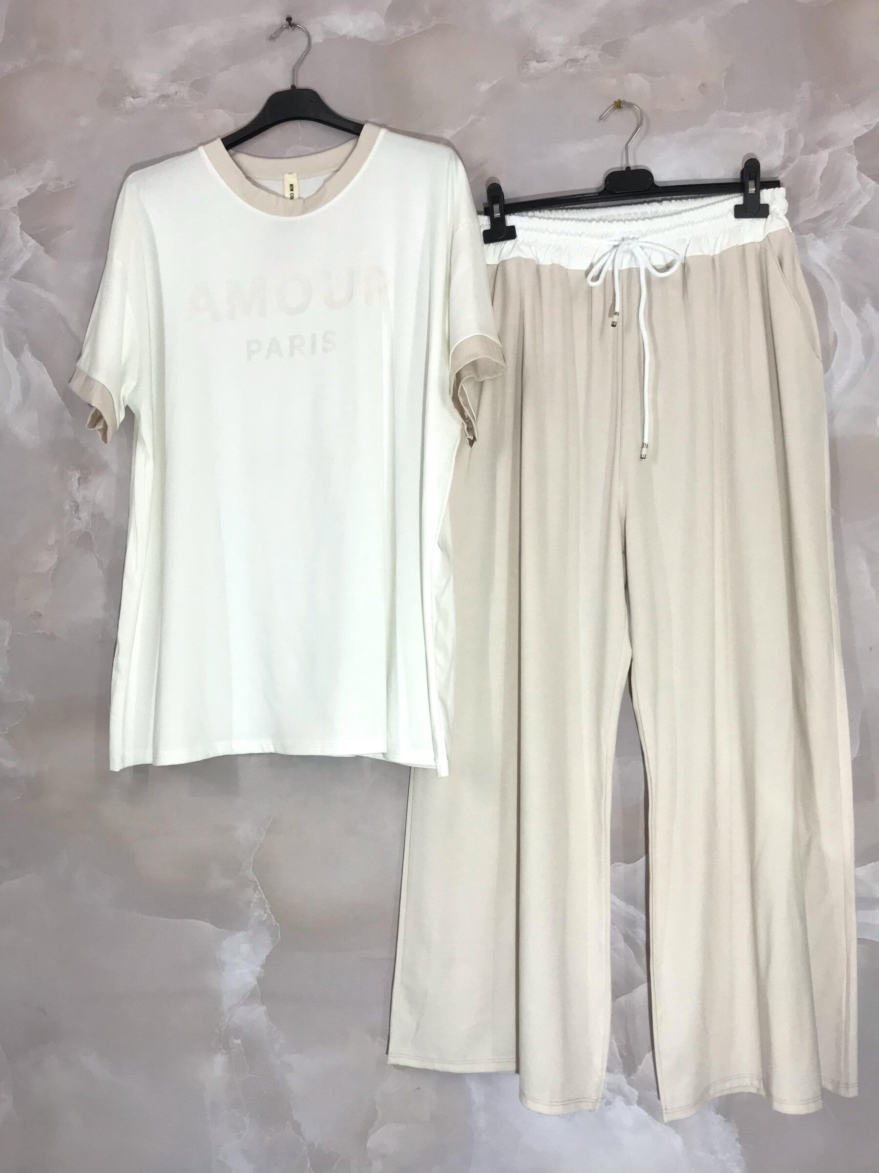 Plus Size Relaxed set T-shirt in love for Paris T40 to T52