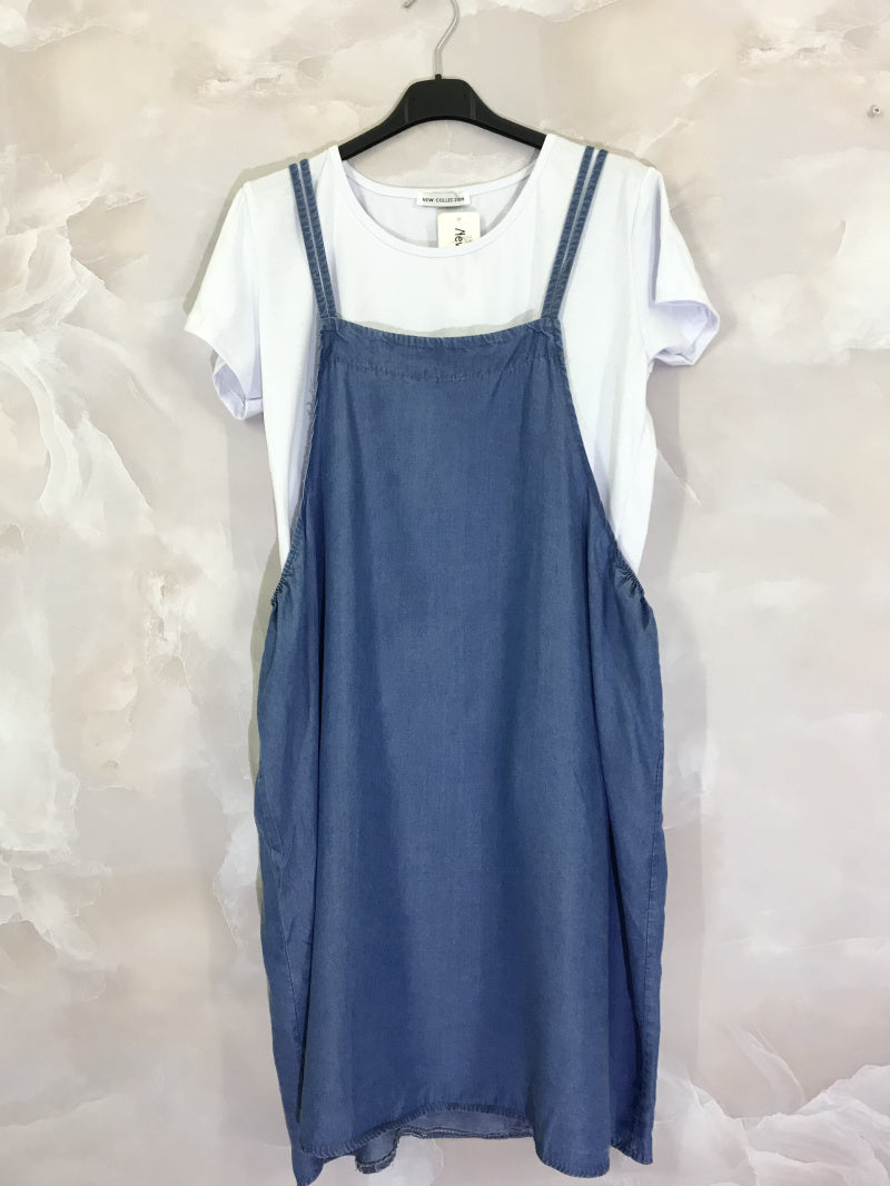 Plus Size T-shirt och Denim Klänning Overall Set