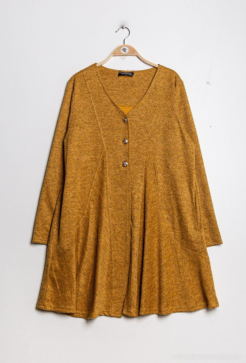 Cardigan with visible stitching i Stor Storlek