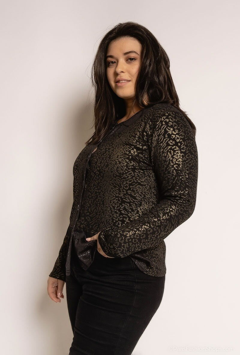 Cardigan med leopardtryck i Stor Storlek