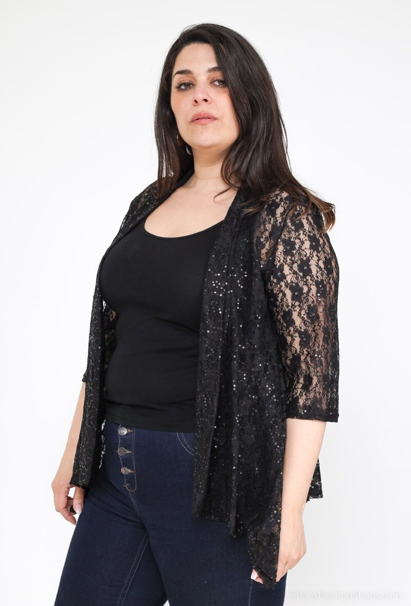 Vest med paljetter i Plus Size