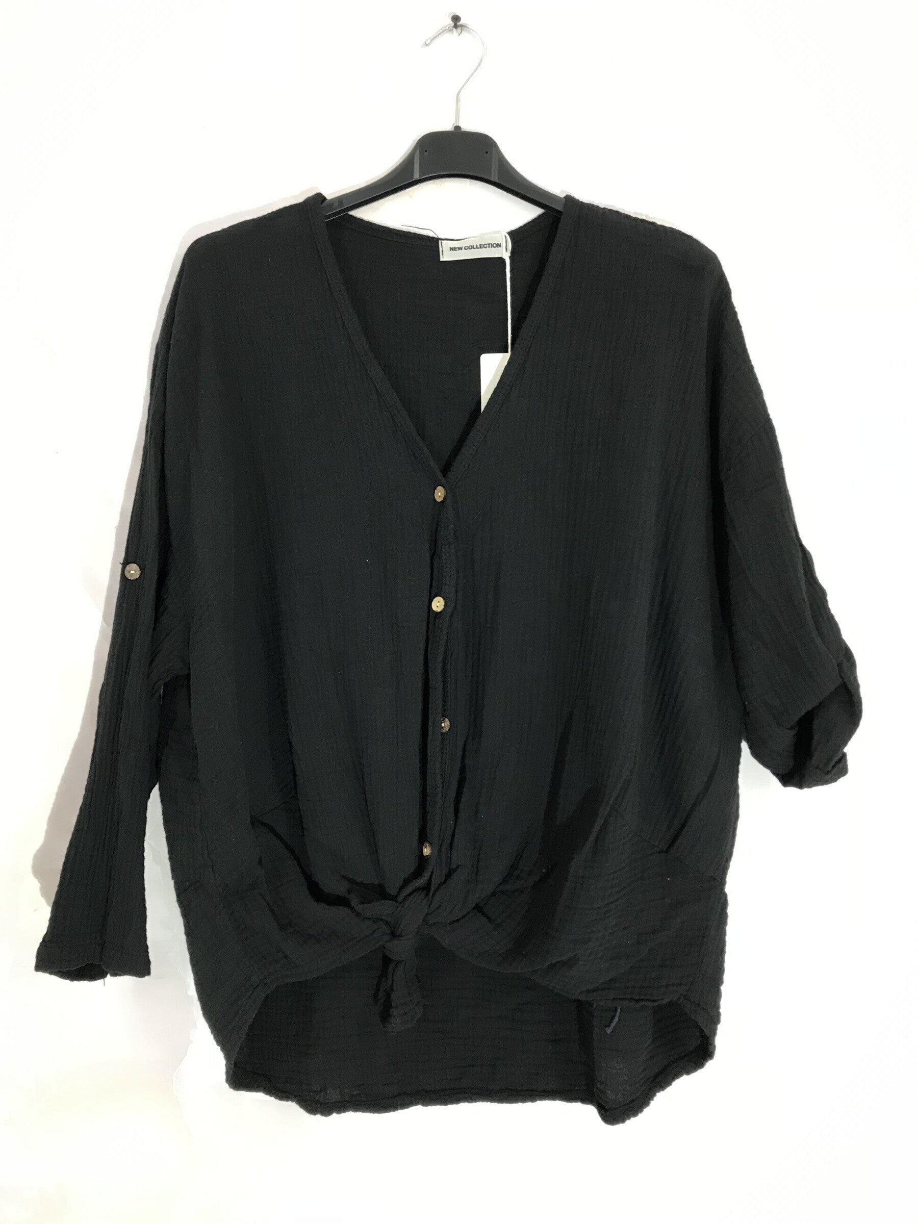 Cotton double gauze buttoned vest i Stor Storlek