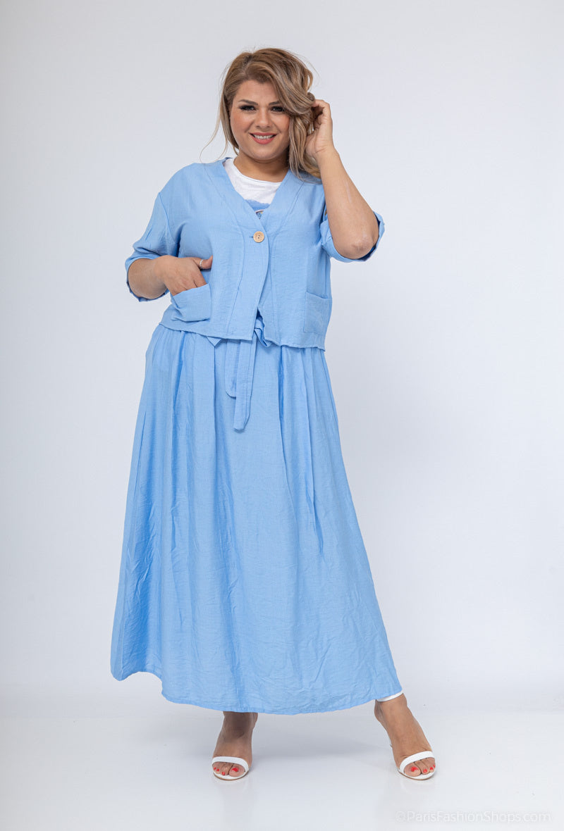 Plus Size Short-sleeved cropped vest with pockets