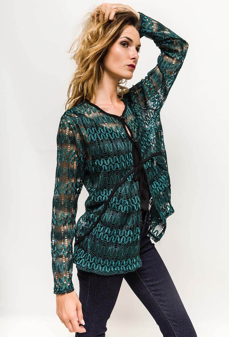 Cardigan i transparent lace i Stor Storlek