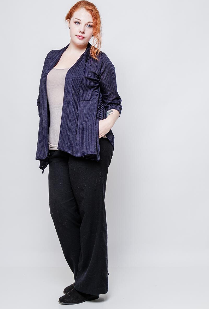 Fine ribbed cardigan i Stor Storlek