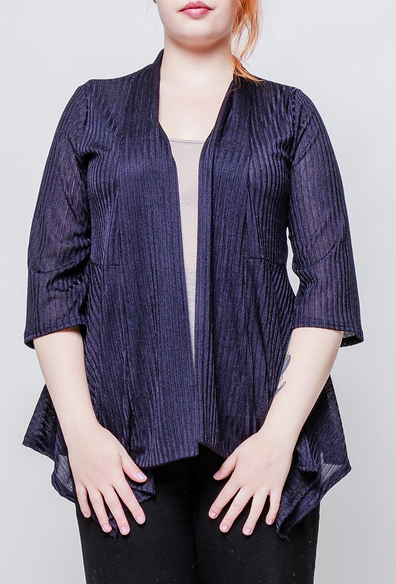 Fine ribbad cardigan i Stor Storlek