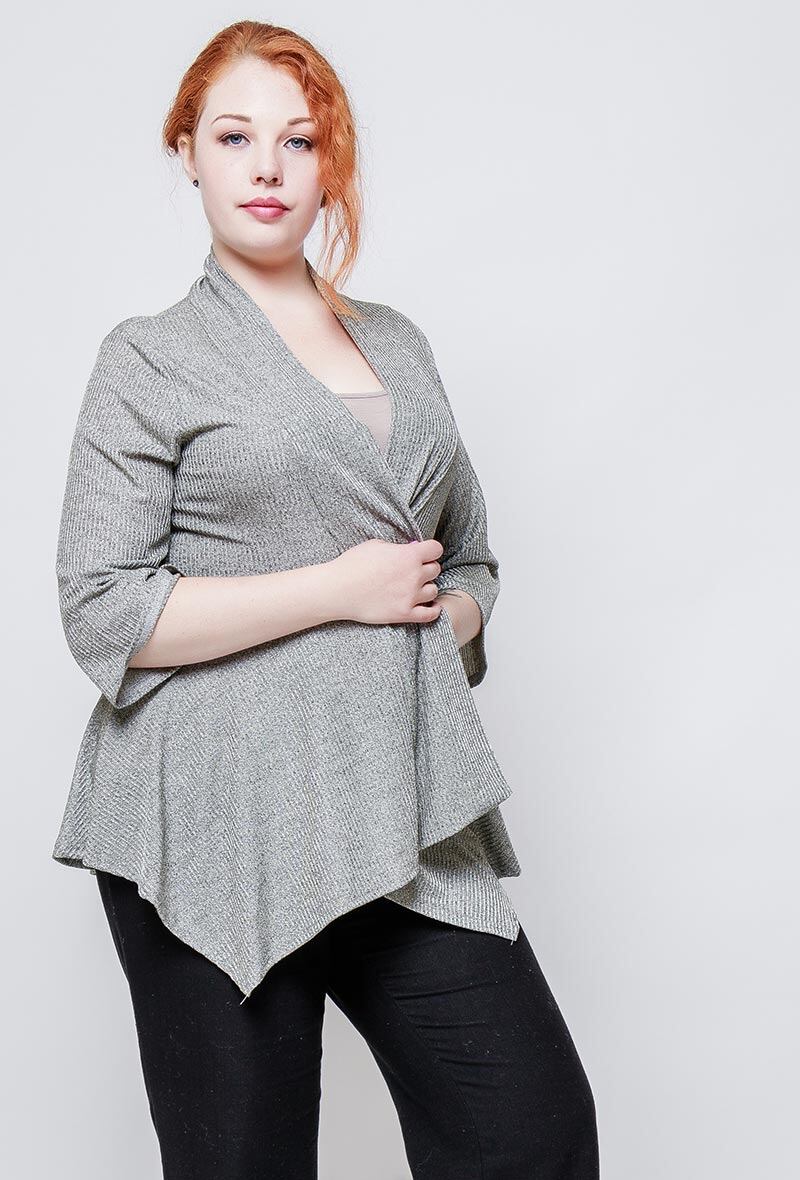 Fine ribbed cardigan i Stor Storlek