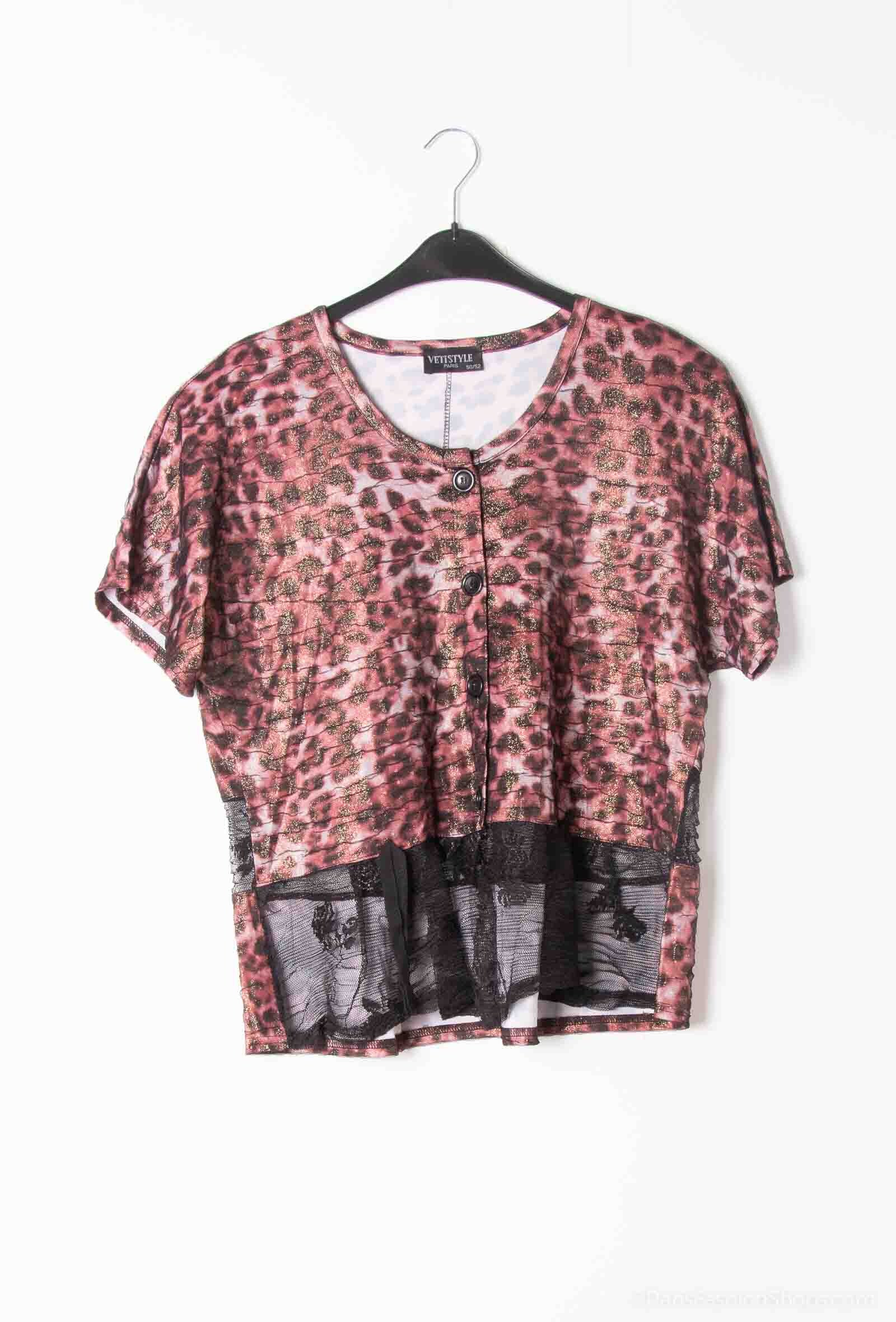 Printed vest with lace i Stor Storlek