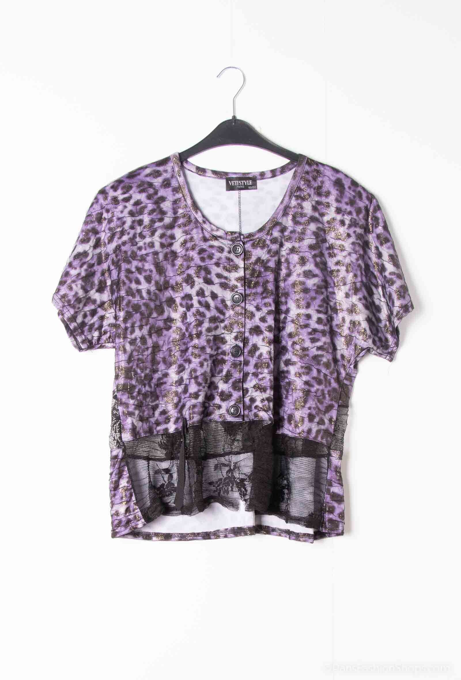 Printed vest with lace i Stor Storlek