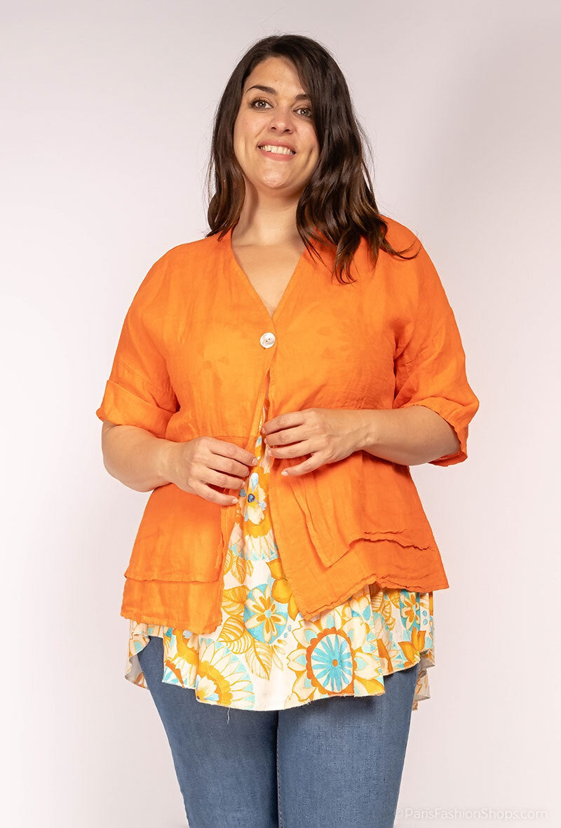 Plus Size Öppen Linneväst