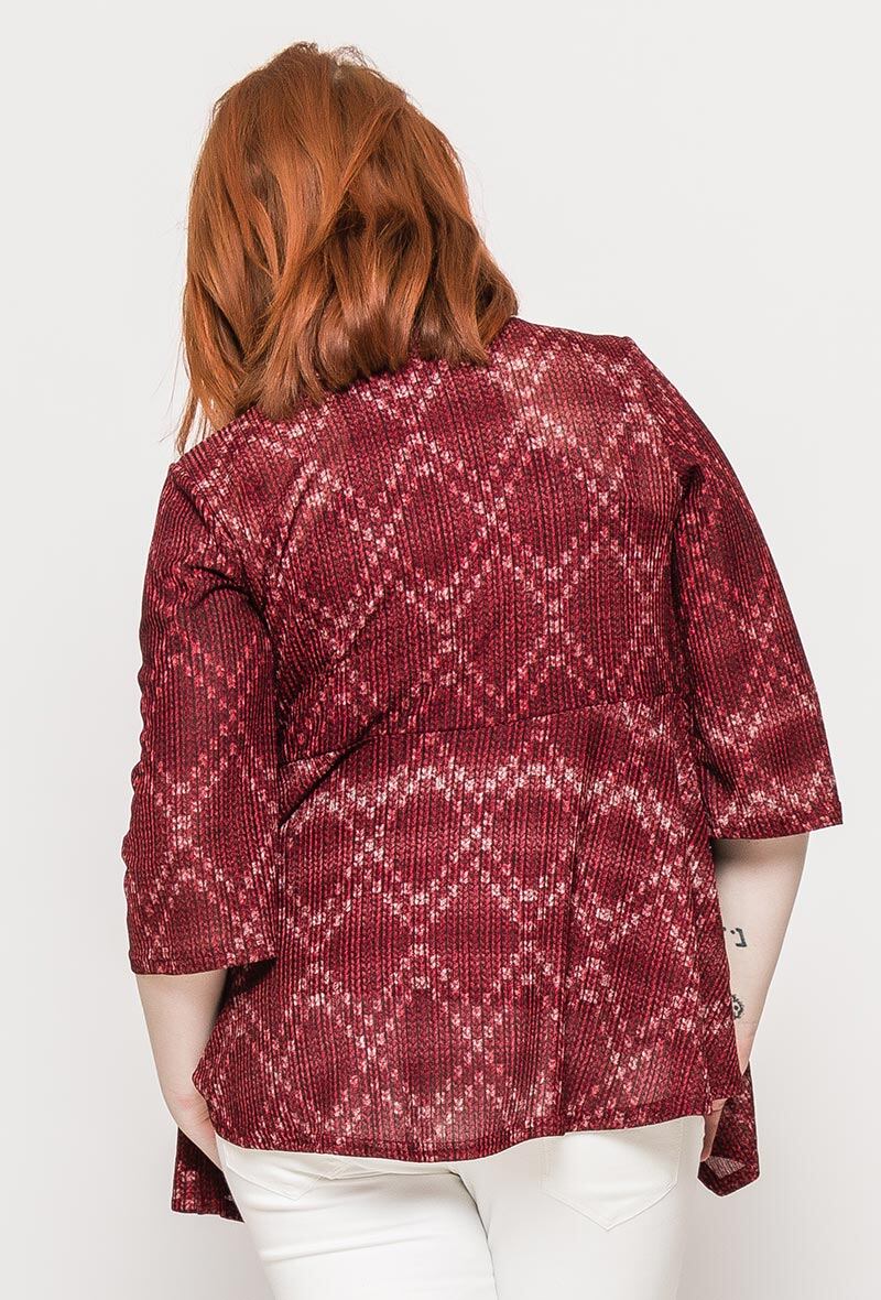 Printed open cardigan i Stor Storlek