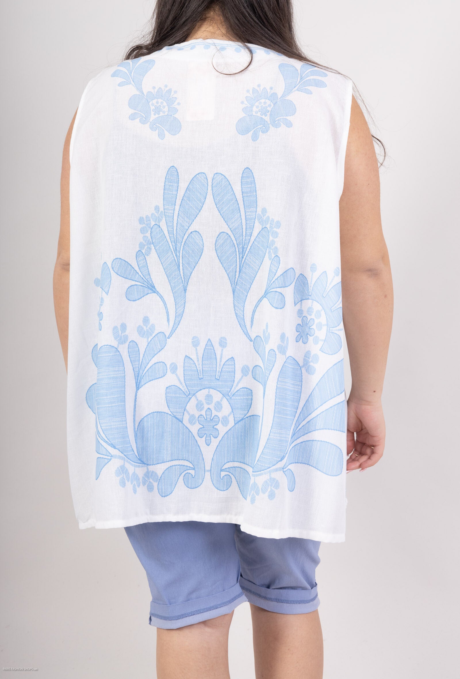 Printed sleeveless vest i Stor Storlek