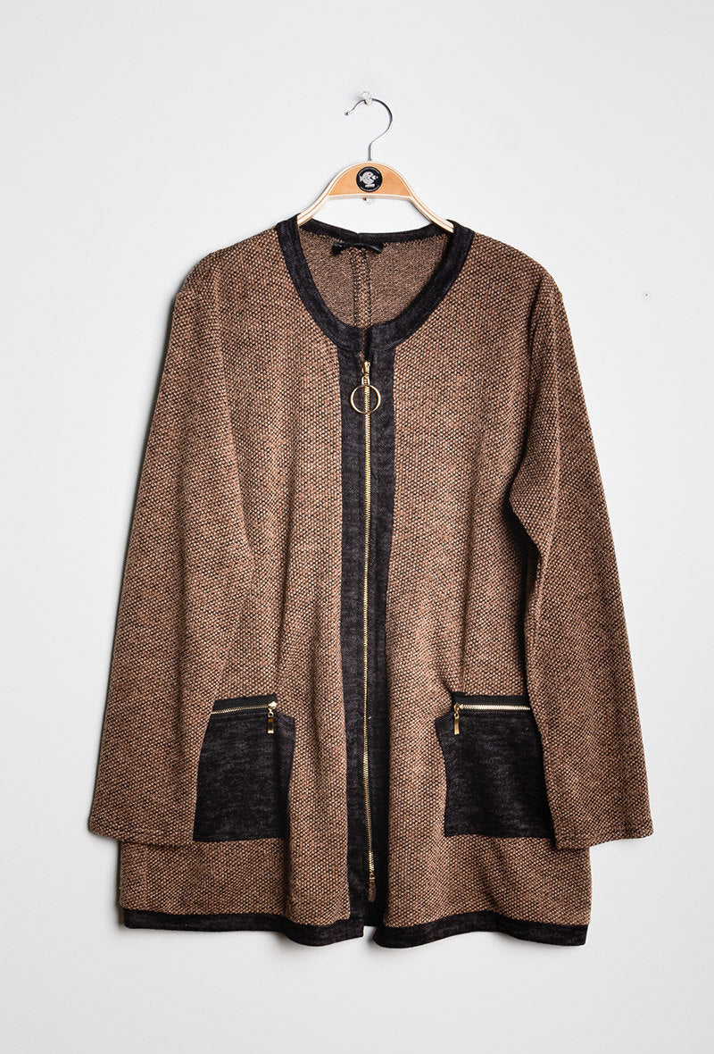 Zip cardigan i Stor Storlek