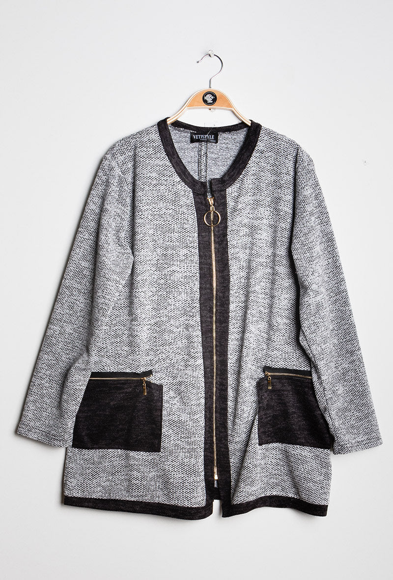 Zip cardigan i Stor Storlek