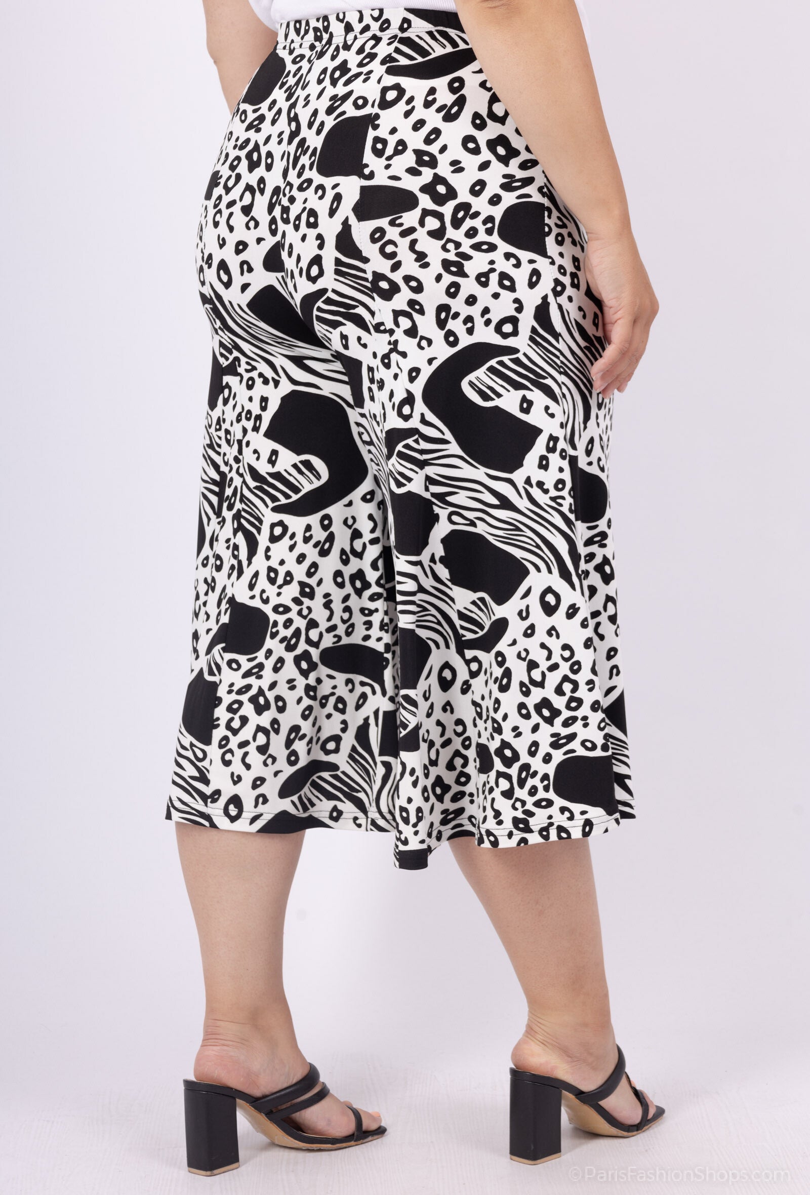 Elastisk midja culottes i tryck | Plus Size