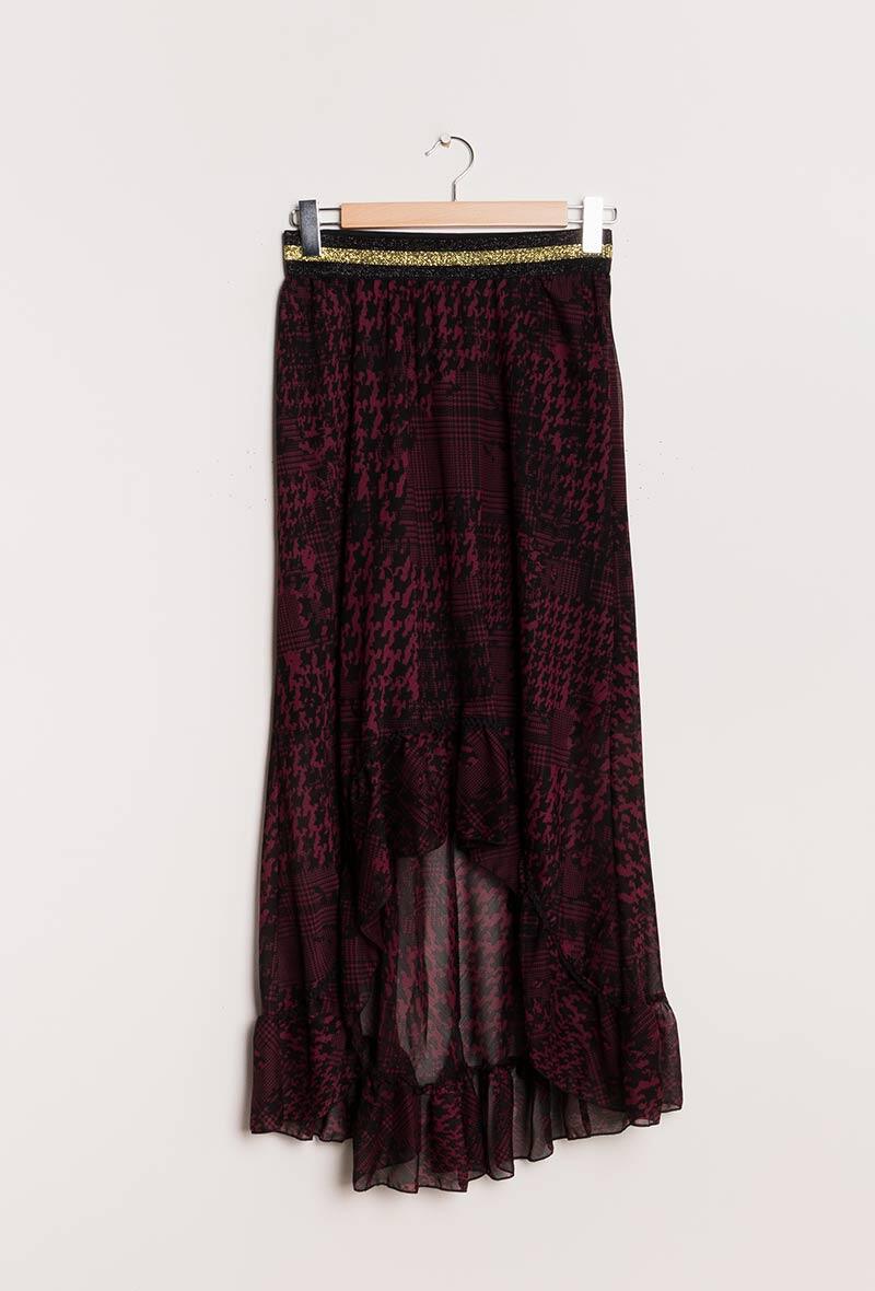 Printed skirt with asymmetric hem i Stor Storlek