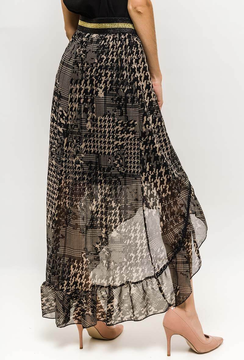 Tryckt kjol med asymmetrisk nederkant i Stor Storlek