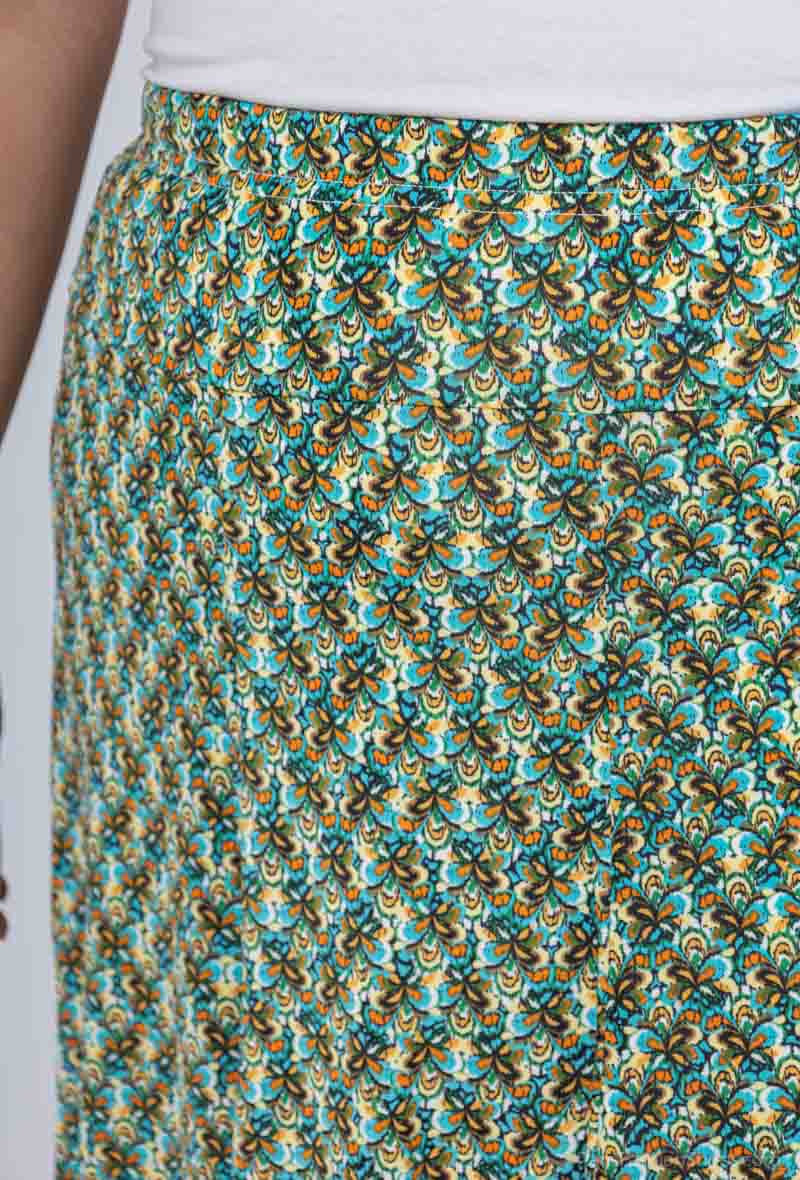 Plus Size Flared Lined Printed Skirt
