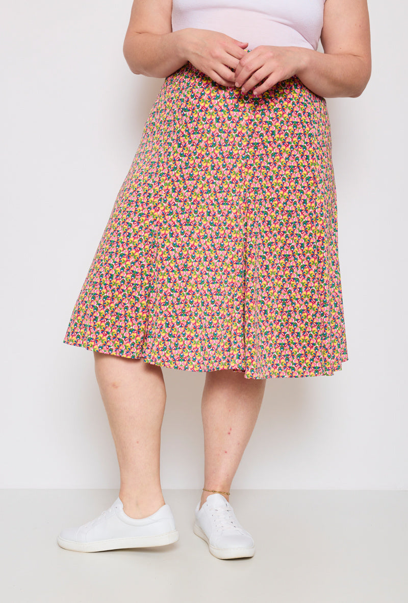 Plus Size Flared lined printed skirt