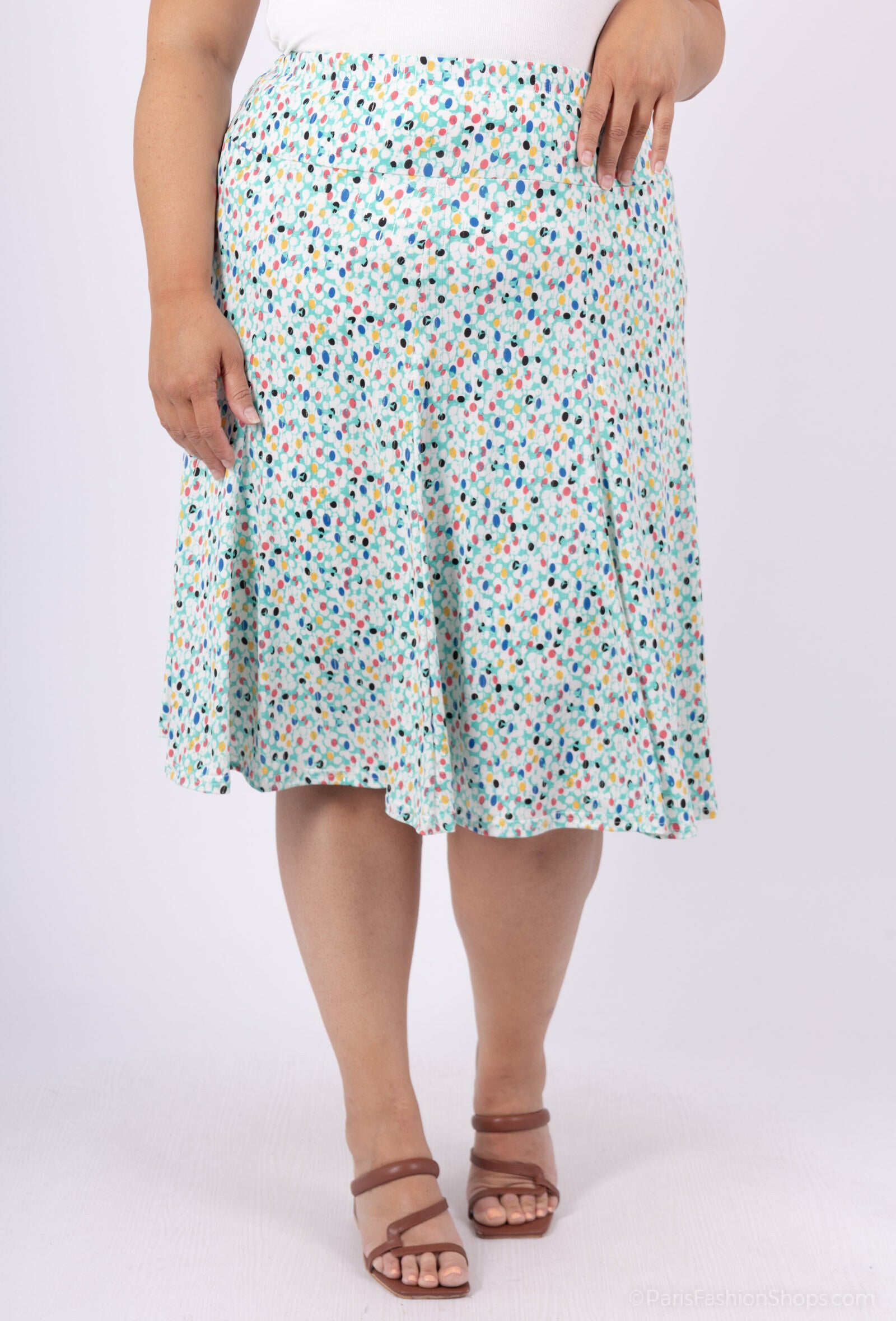 Plus Size Printed flared skirt