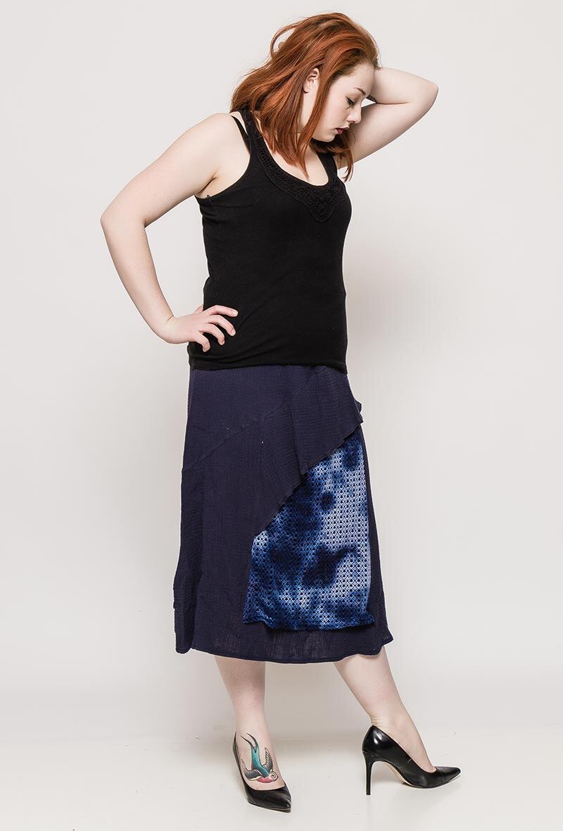 Cotton long skirt i Stor Storlek