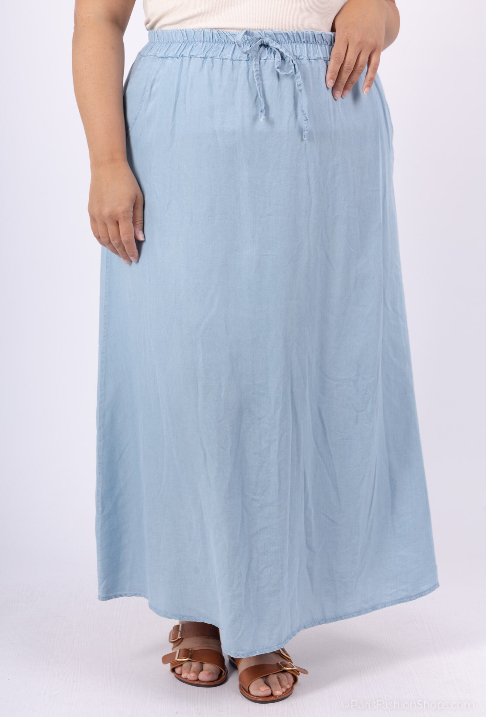 Plus Size Long denim tencel skirt size 38 to 50