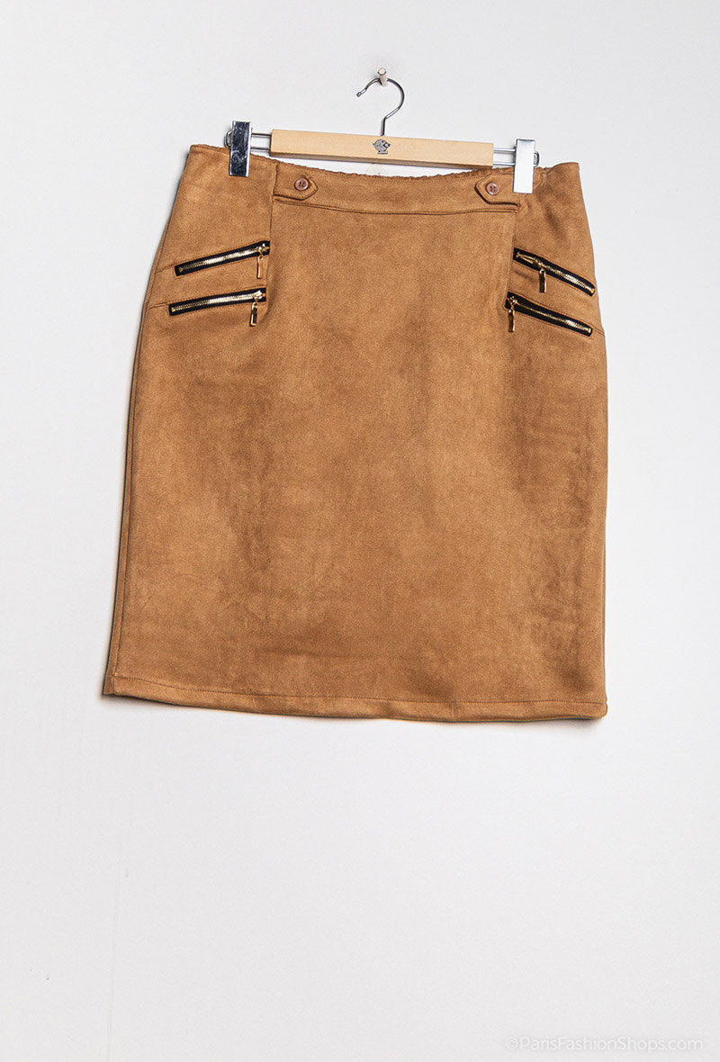 Faux suede bodycon skirt i Stor Storlek