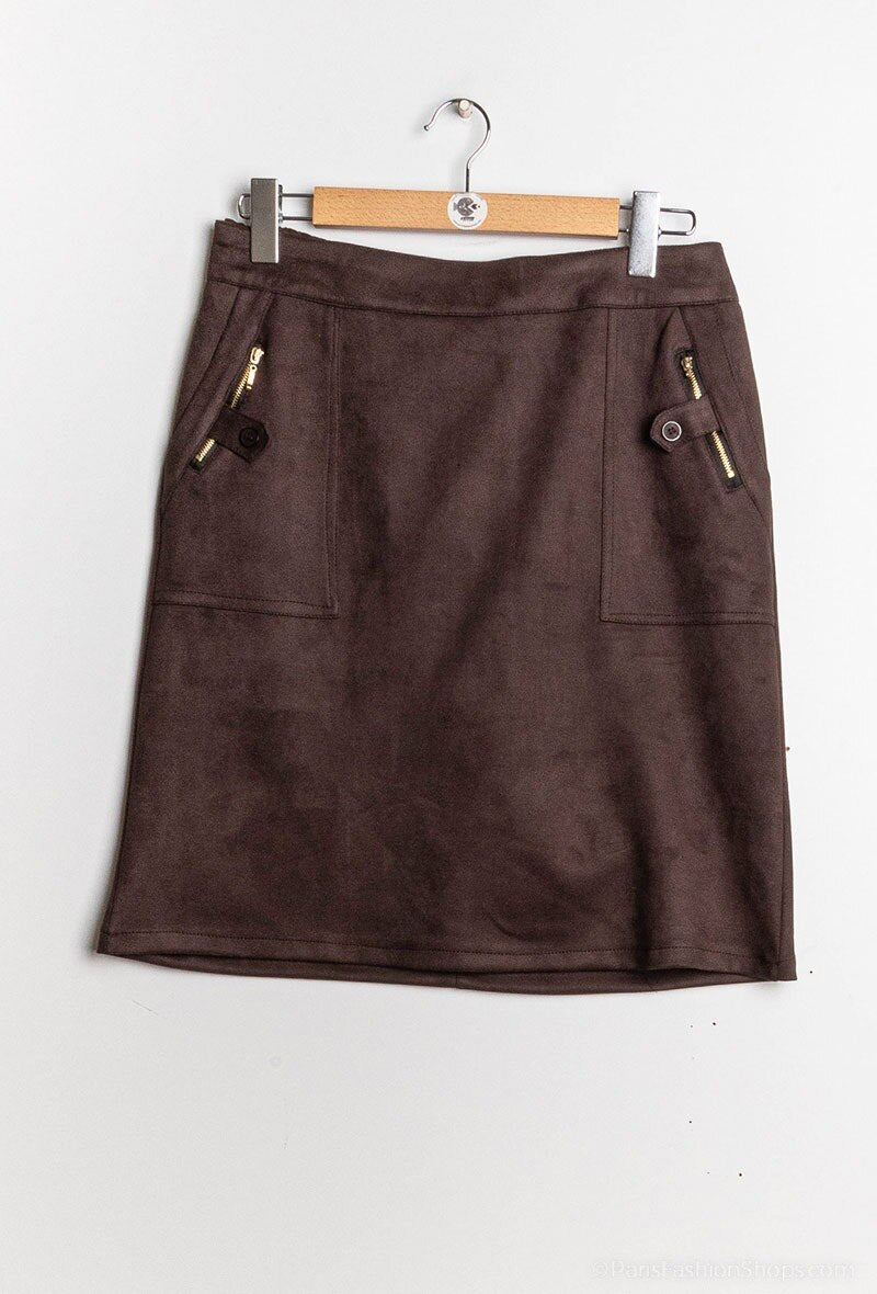 faux suede bodyconskirt i Stor Storlek