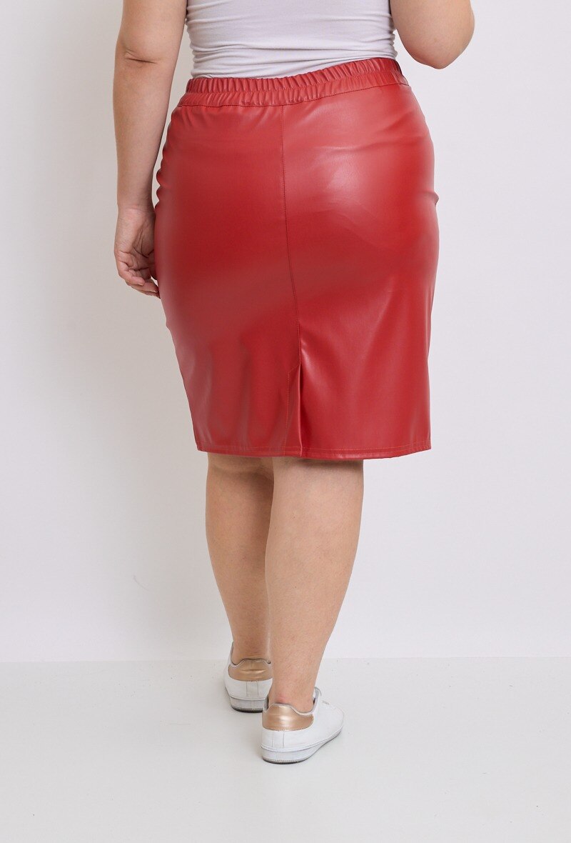 Faux Läderskjol i Stor Storlek