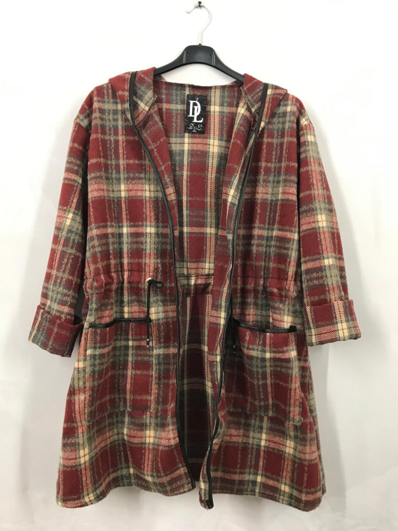 Check print coat i Plus Size