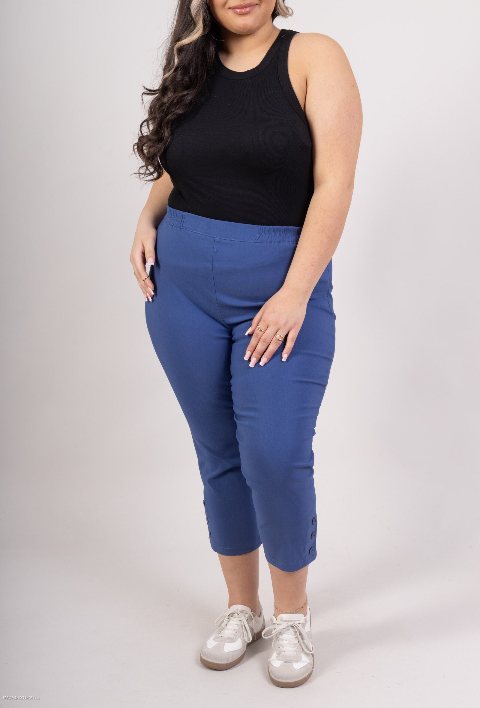 Pants with buttoned ankles i Stor Storlek