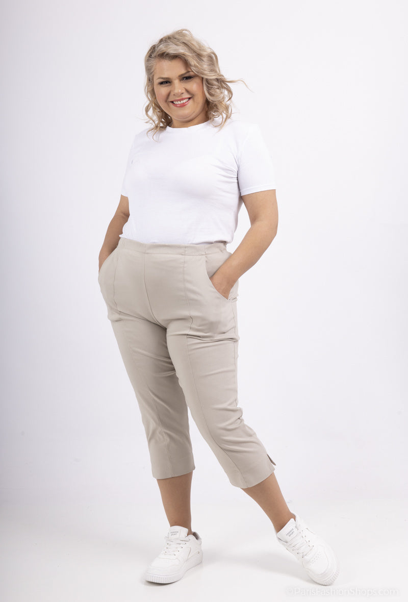 Cropped Stretch Pants i Stor Storlek
