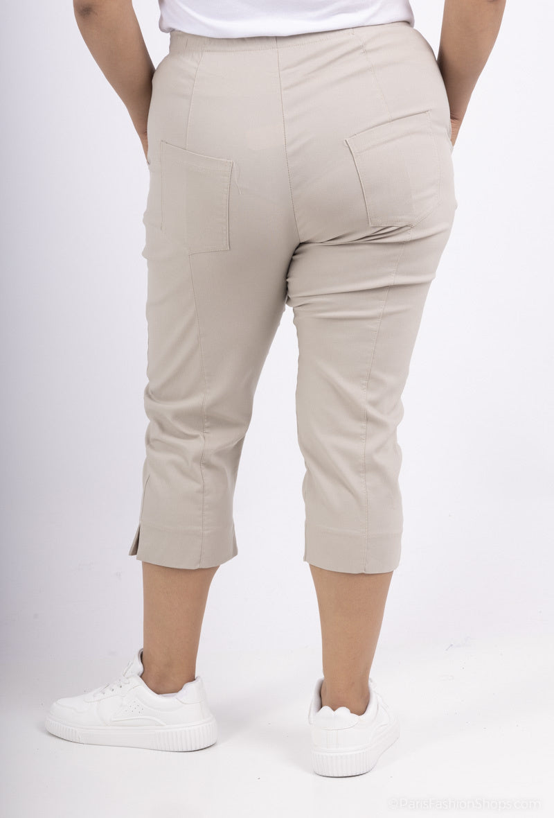 Cropped Stretch Pants i Stor Storlek